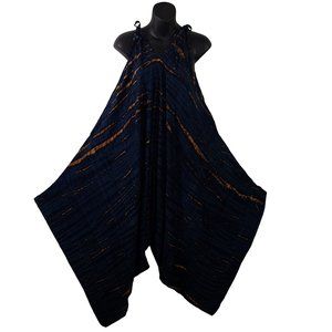 Wide Leg Tie-Dye Summer Romper, L/XL Midnight Blue